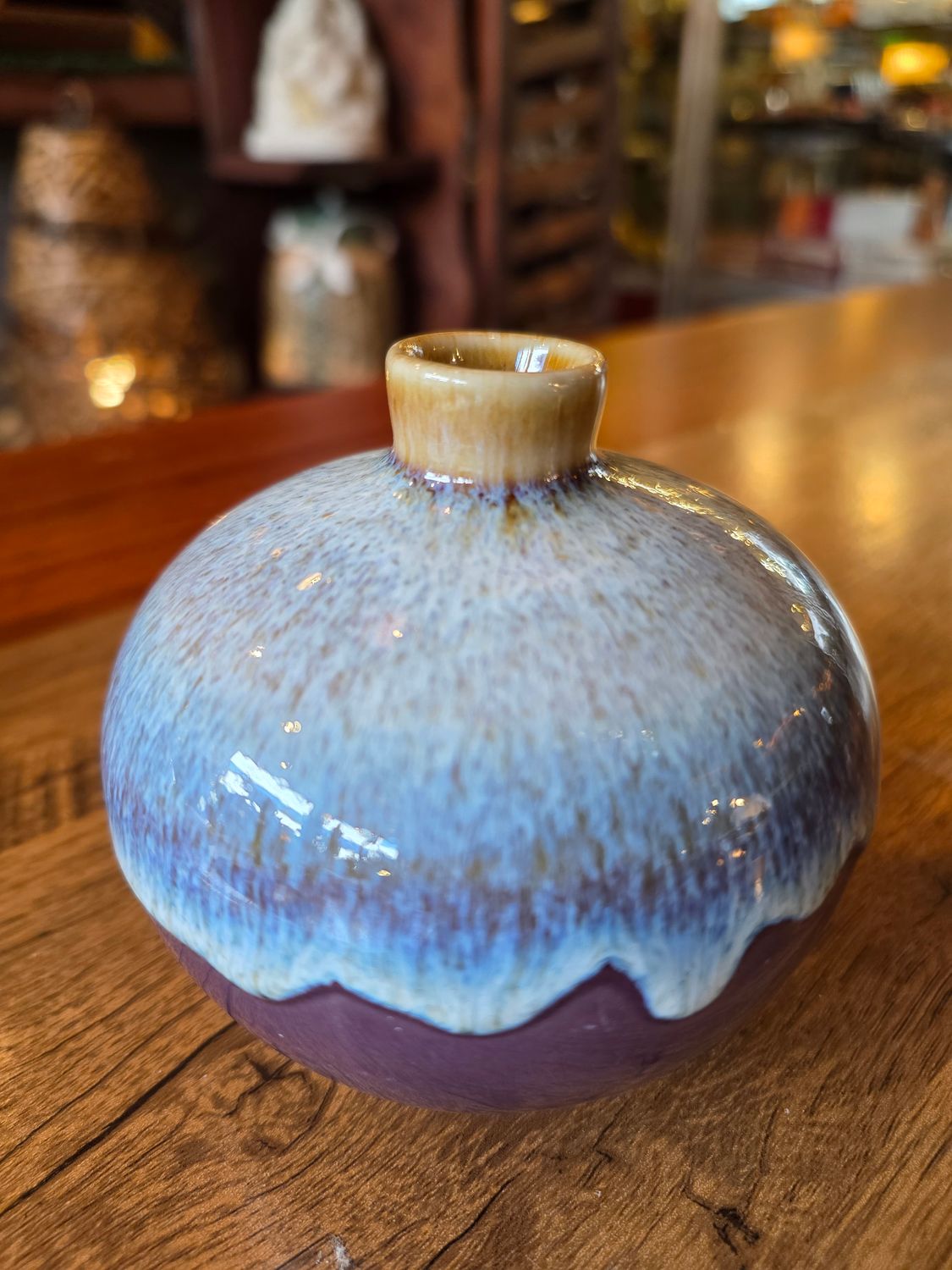 Handmade ceramic Vase - Purple round build
