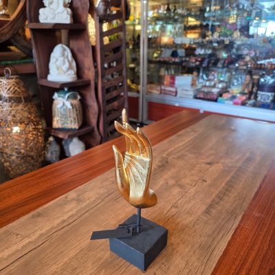 Wooden Buddha Gold Blessing Hand 19cm