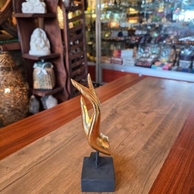 Wooden Buddha Gold Blessing Hand 19cm
