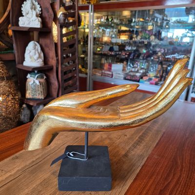 Wooden Buddha Gold Giving Hand 52cm