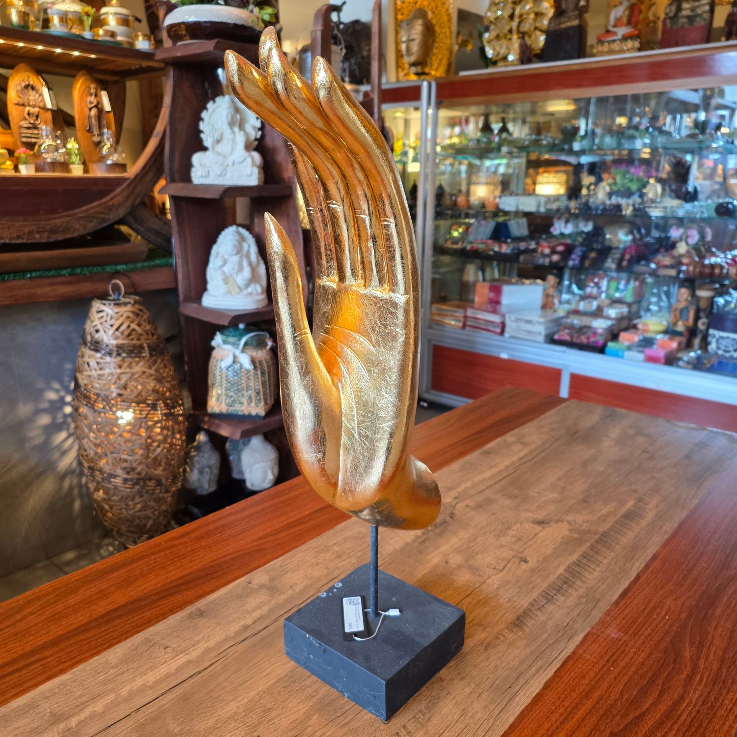 Wooden Buddha Gold Blessing Hand 52cm