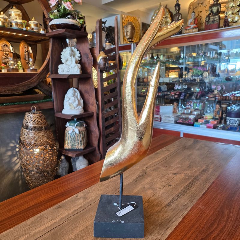 Wooden Buddha Gold Blessing Hand 52cm