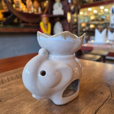 Ceramic Aroma Oil Burner - White Elephant