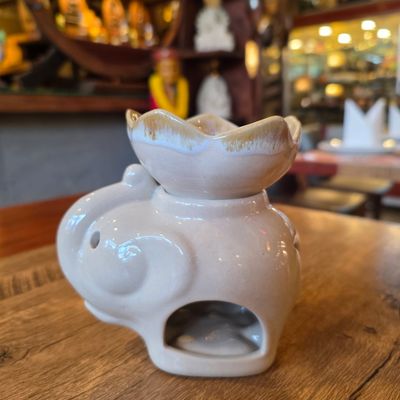 Ceramic Aroma Oil Burner - White Elephant
