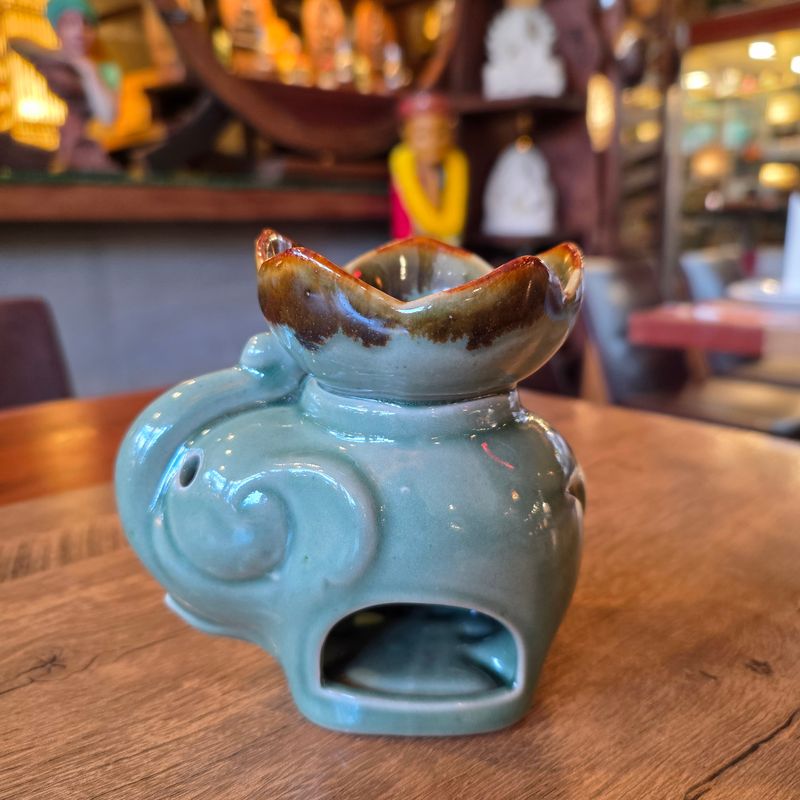 Ceramic Aroma Oil Burner - Green Elephant