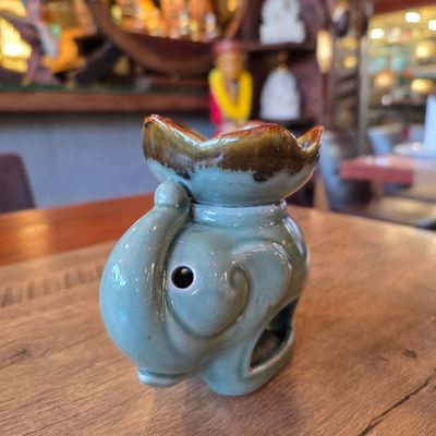 Ceramic Aroma Oil Burner - Green Elephant