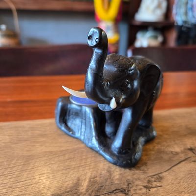 Resin Tea light Candle Holder with Standing Elephant