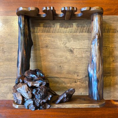 Wood carved Glass holder/display