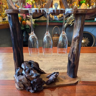 Wood carved Glass holder/display
