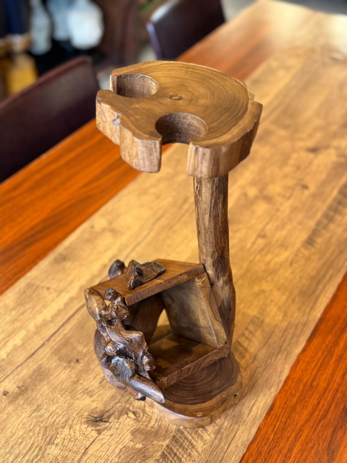 Teak Wood Wine Bottle Holder/Display Stand (Style A)