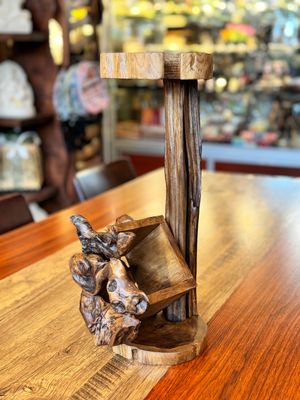 Teak Wood Wine Bottle Holder/ Display Stand (Style B)