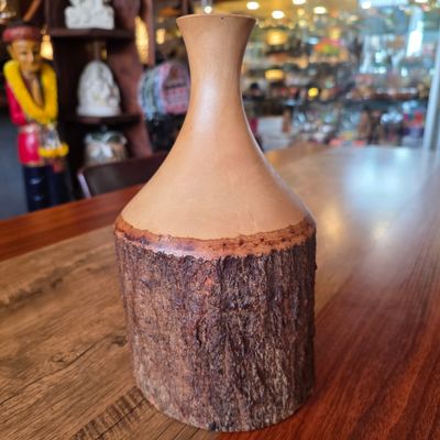 Carved wood Vase 26cm - B