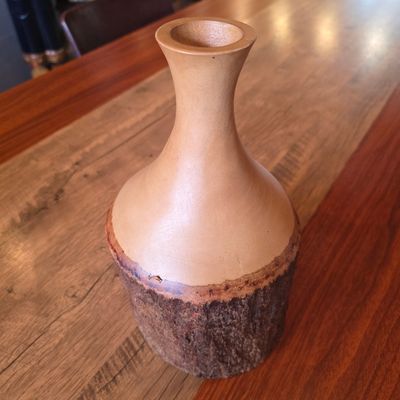 Carved wood Vase 26cm - B