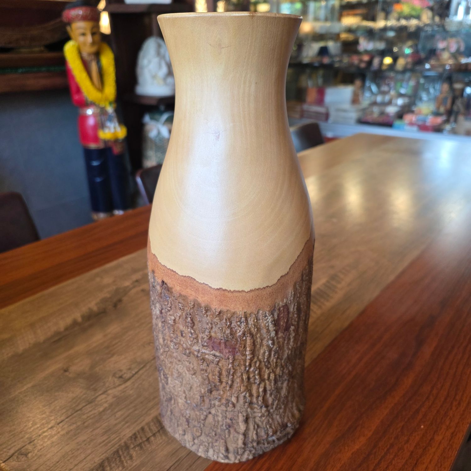 Carved wood Vase 36cm - A