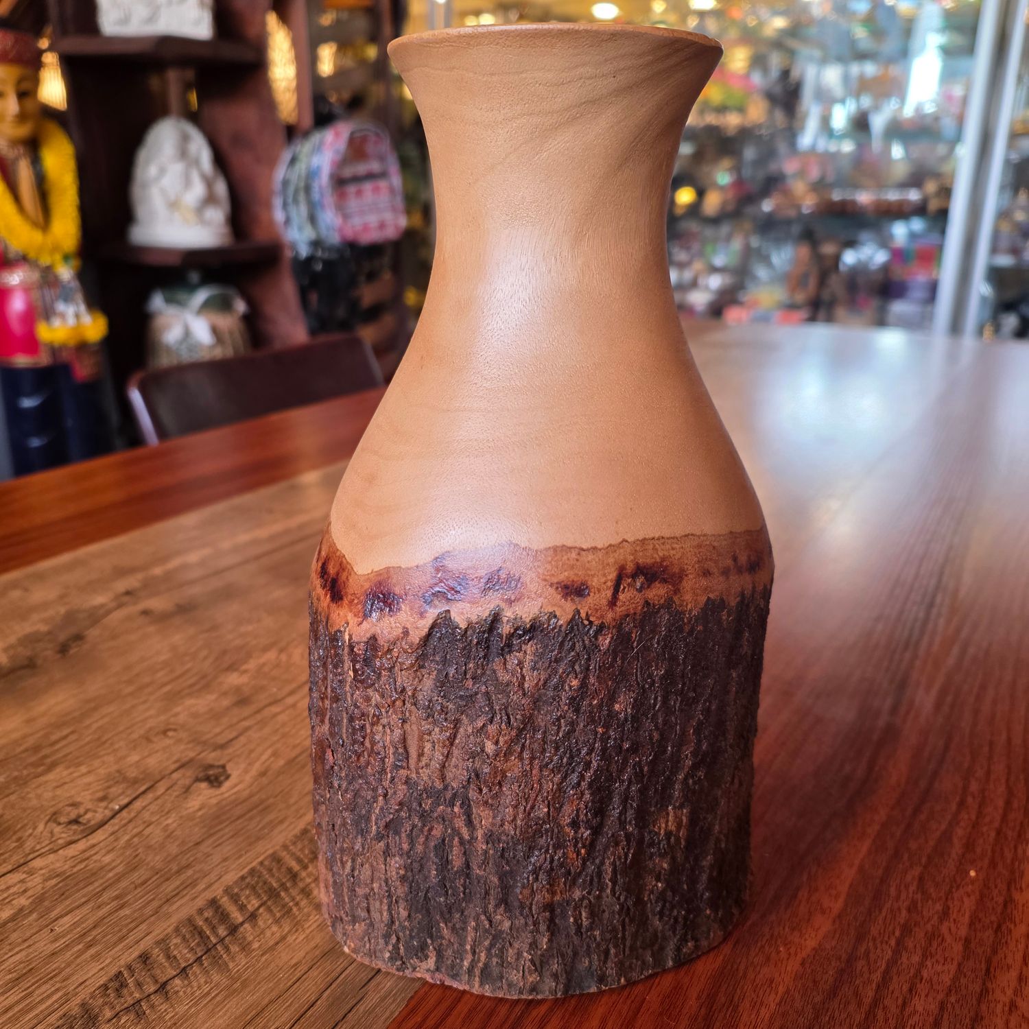 Carved wood Vase 26cm - A