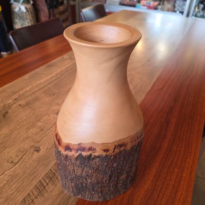 Carved wood Vase 26cm - A