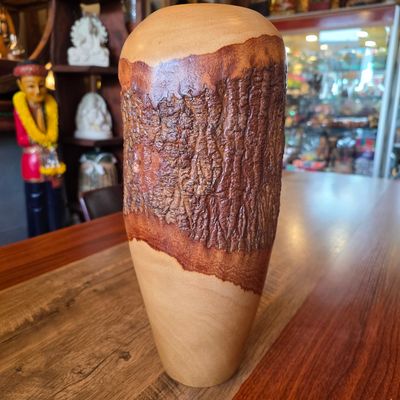 Carved wood Vase 36cm - C
