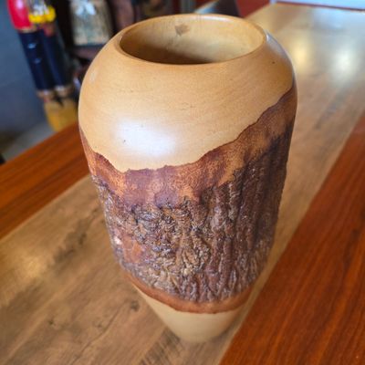 Carved wood Vase 36cm - C