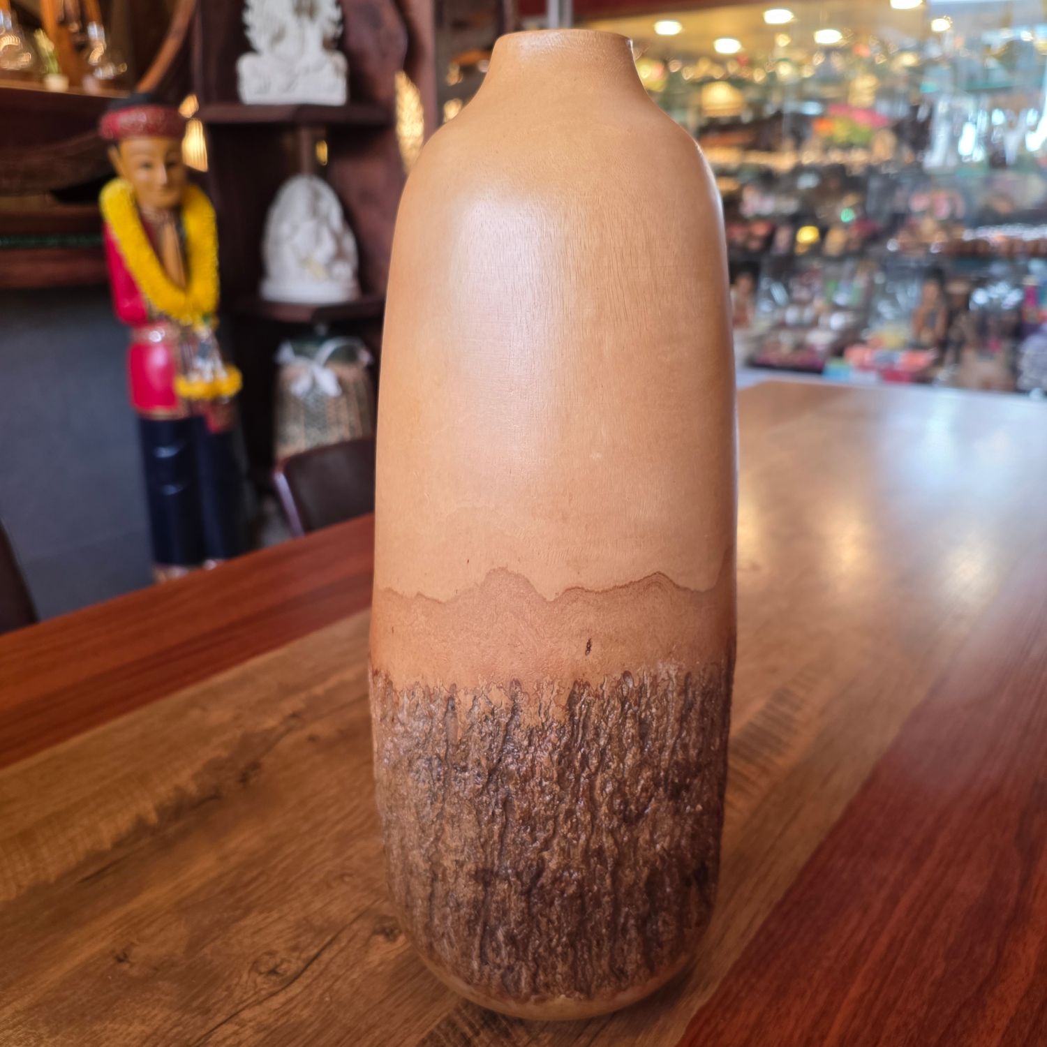 Carved wood Vase 36cm - F