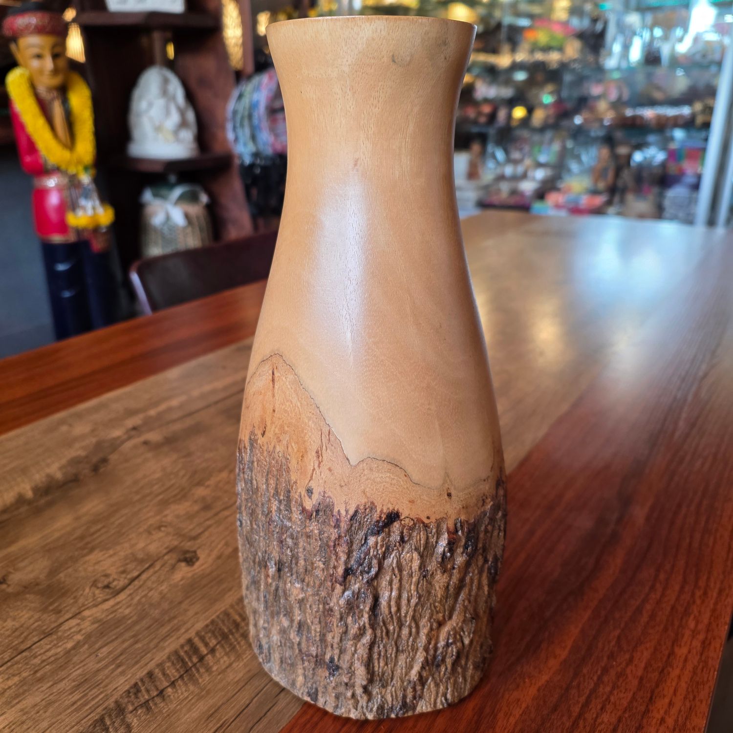 Carved wood Vase 31cm - A