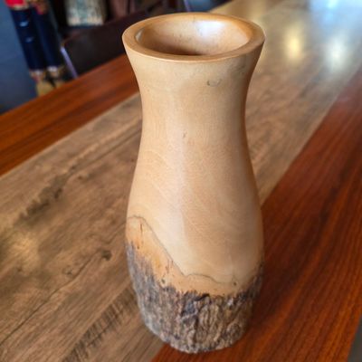 Carved wood Vase 31cm - A