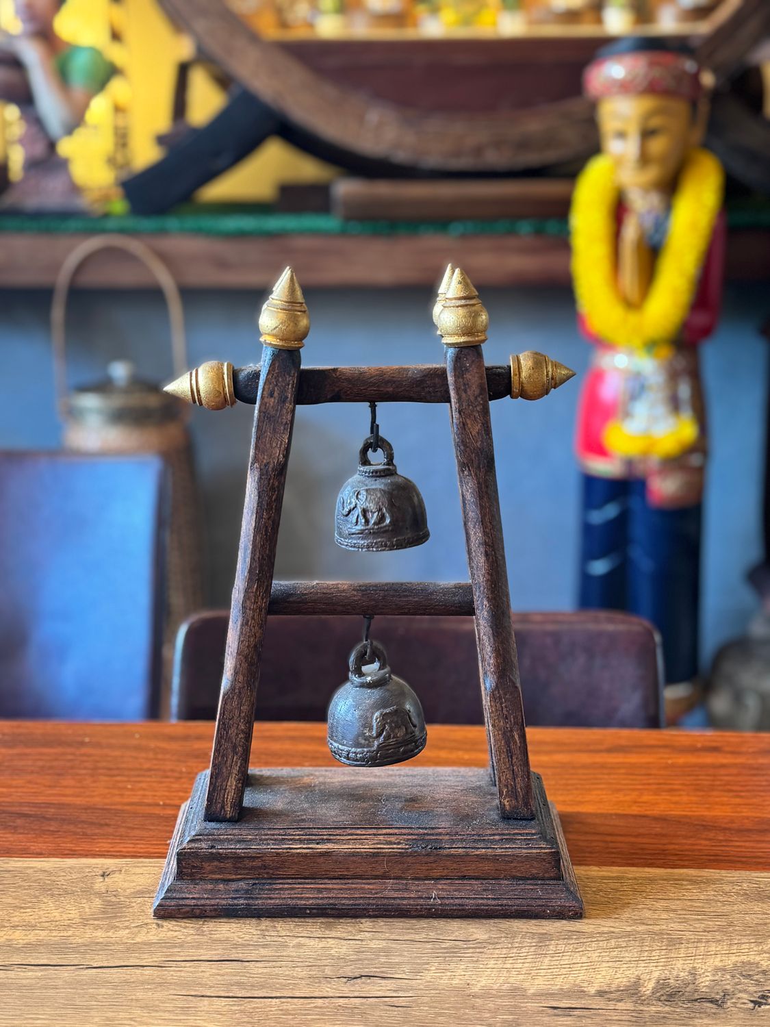 Mini Thai Temple Bells with Wooden Stand