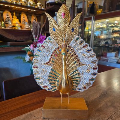 Hand Carved Peacock Statue 50cm - B