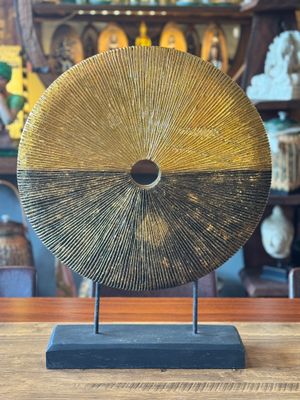 Handmade Wooden Medallion - 52cm black &amp; gold