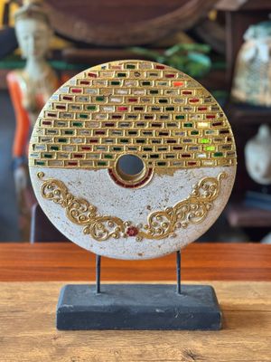 Handmade Wooden Medallion with Glass Finish (A)