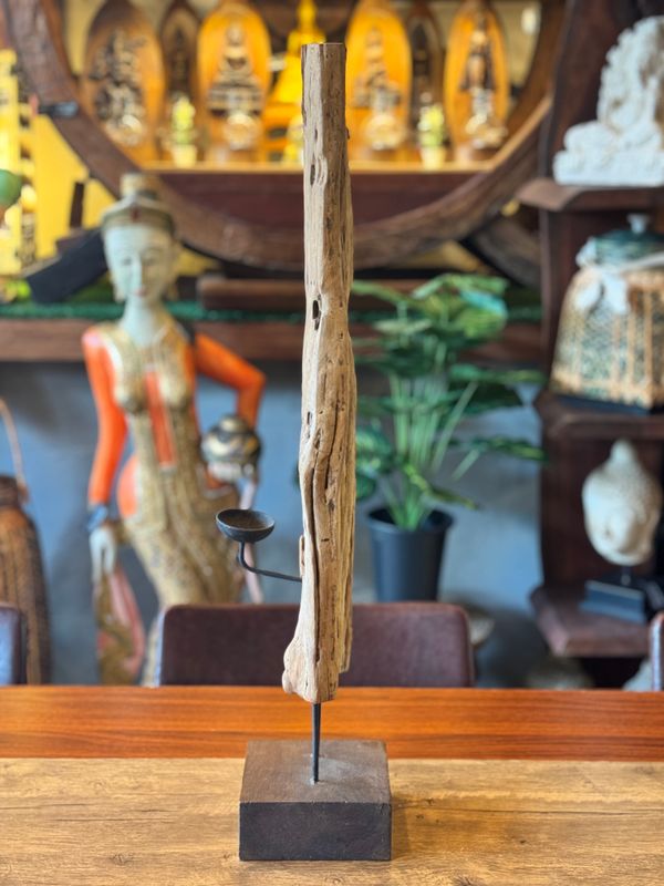 Recycled Teak Wood Tea Light Candle Holder (A)