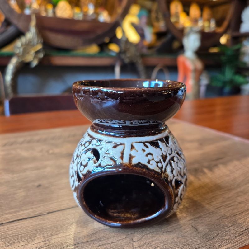 Ceramic Aroma Oil Burner - Brown Bodhi