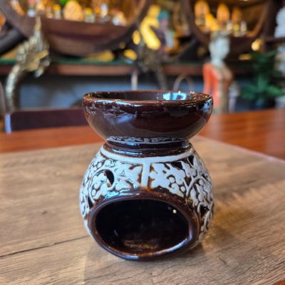 Ceramic Aroma Oil Burner - Brown Bodhi