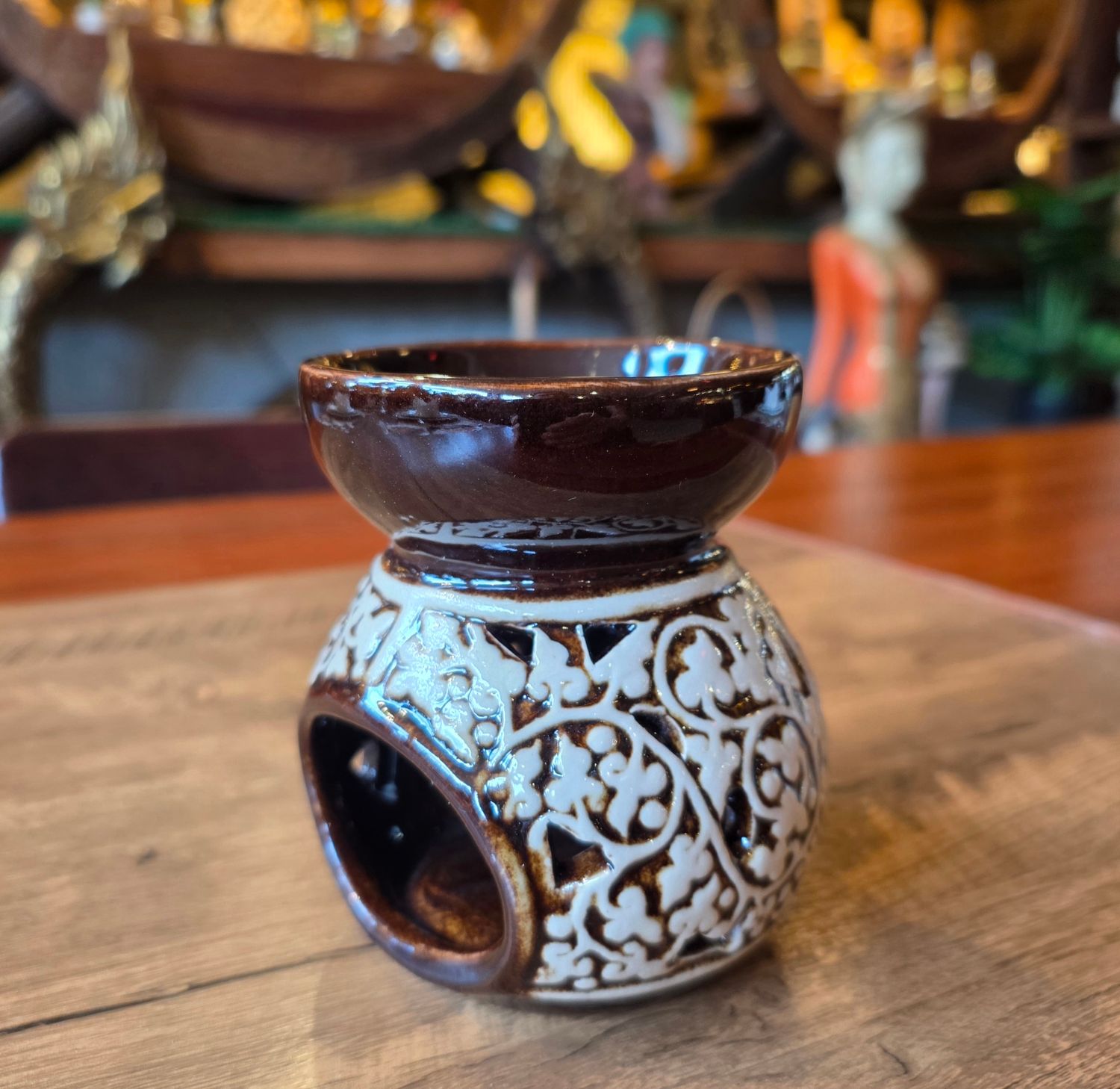 Ceramic Aroma Oil Burner - Brown Bodhi