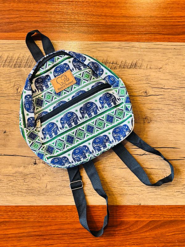 Thai Fabric Kids Backpack (Blue&amp;Green)