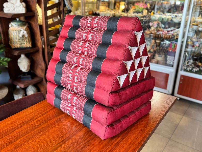 Traditional Thai Triangle Cushion ( 3-Fold ) - Red