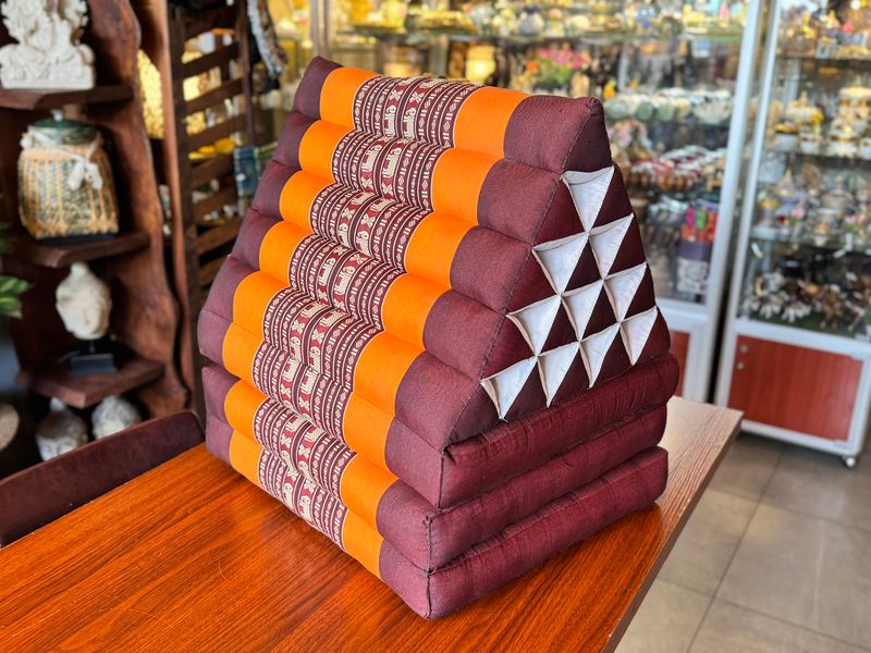 Traditional Thai Triangle Cushion ( 3-Fold ) - Orange