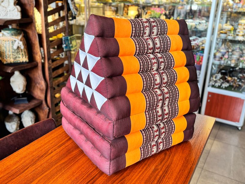 Traditional Thai Triangle Cushion ( 3-Fold ) - Orange