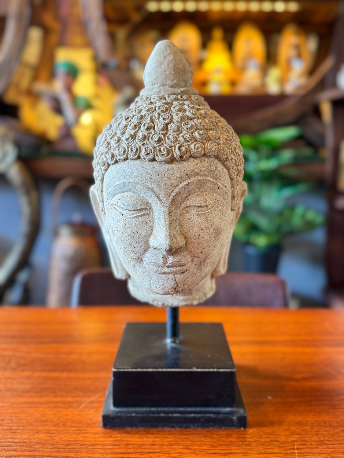 Handmade Sandstone Buddha Head Statue - C