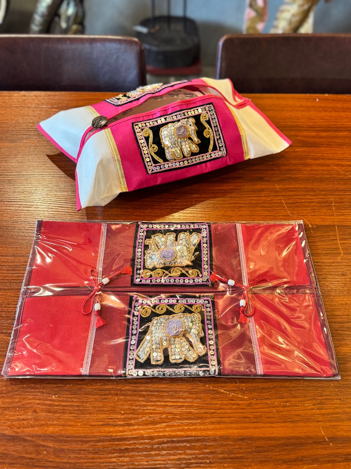Thai Silk Tissue Box Cover (Red)