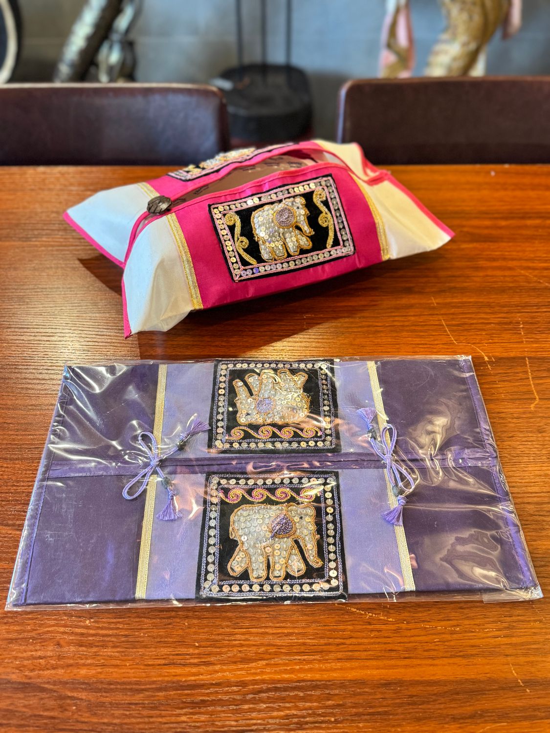 Thai Silk Tissue Box Cover (Purple)