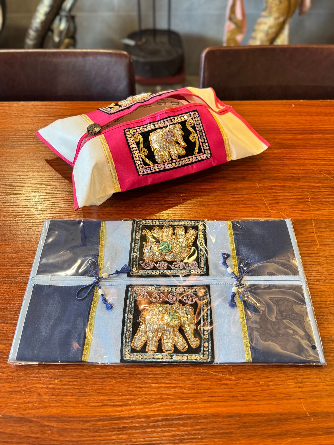 Thai Silk Tissue Box Cover (Dark Blue)