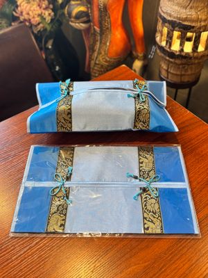 Thai Silk Tissue Box Cover - Blue (A)