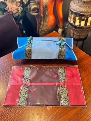 Thai Silk Tissue Box Cover - Red (A)