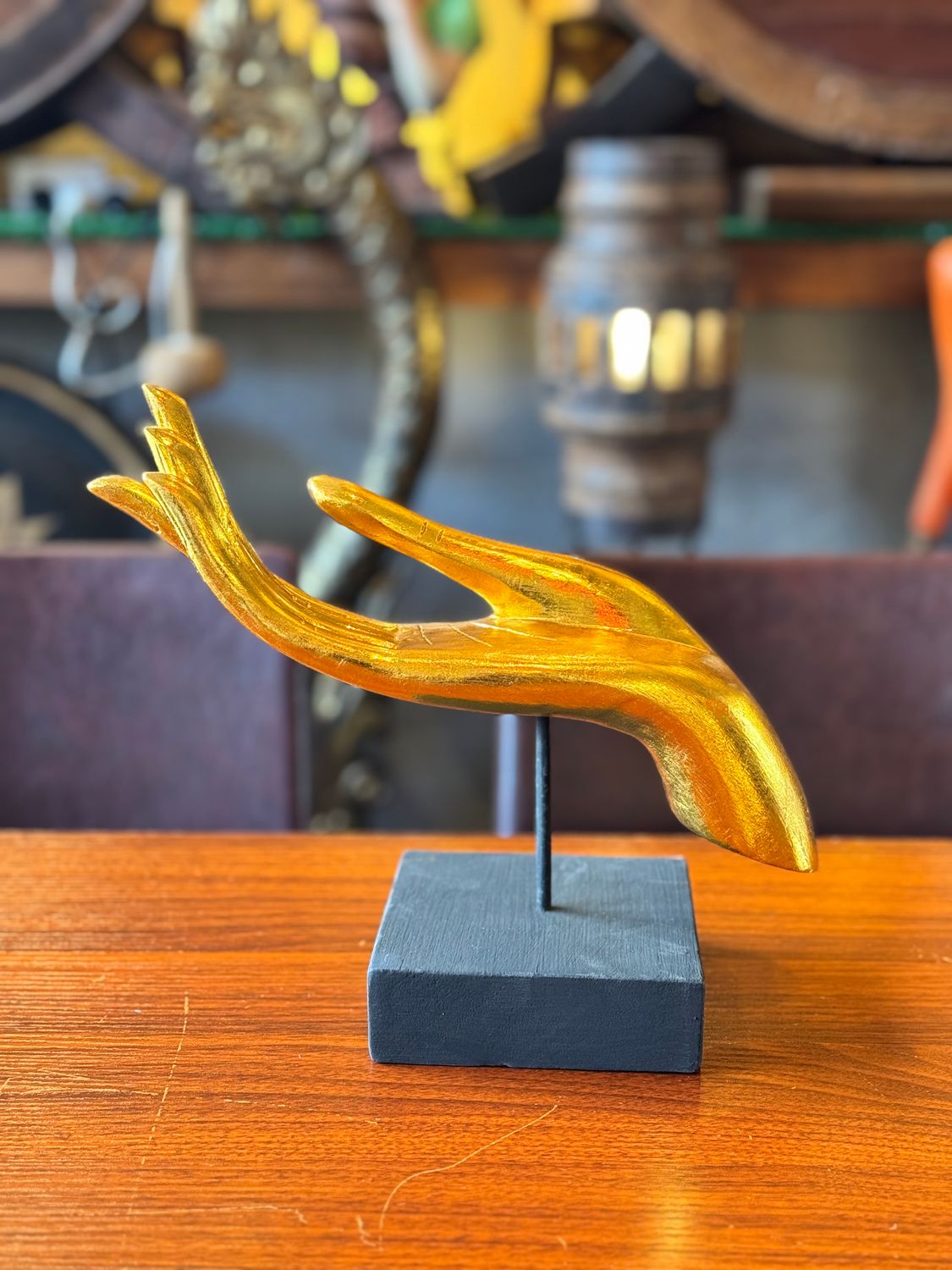 Wooden Buddha Gold Giving Hand (L) 29cm