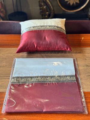 Thai Silk Cushion Cover - Red&amp;White