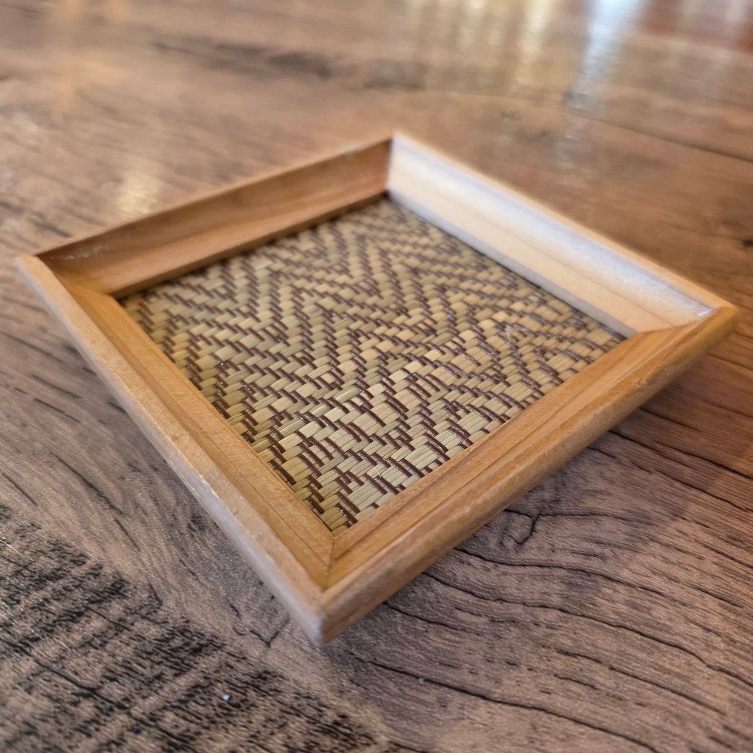 Handwoven Bamboo &amp; Wooden Coaster