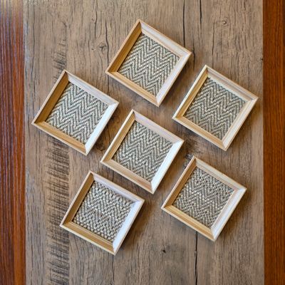 Handwoven Bamboo &amp; Wooden Coasters - pack of 6