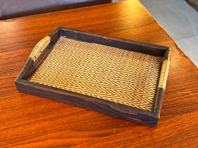 Reed&amp;Wooden Tray - 28cm