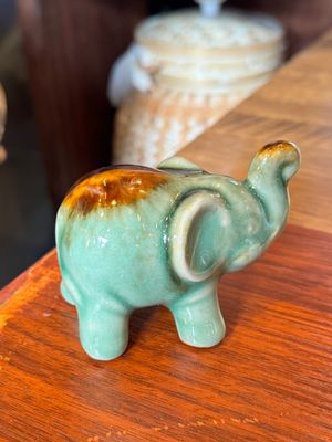 Ceramic Elephant - Green - 6.5cm