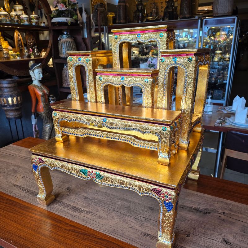 Thai Golden Temple Altar Table Set – 6 Piece